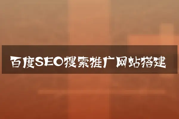 百度SEO搜索推广网站搭建