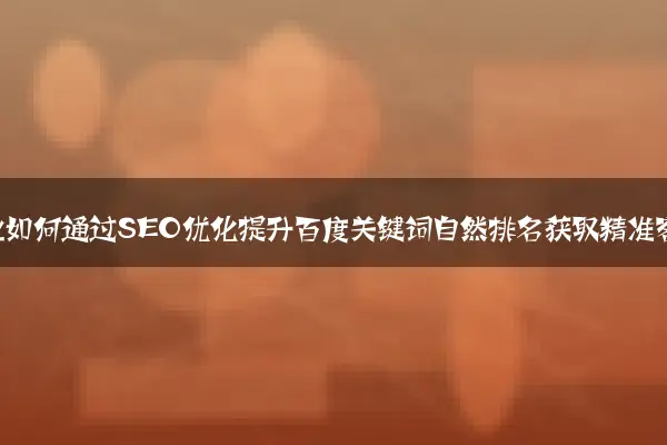 苏州企业如何通过SEO优化提升百度关键词自然排名获取精准客户